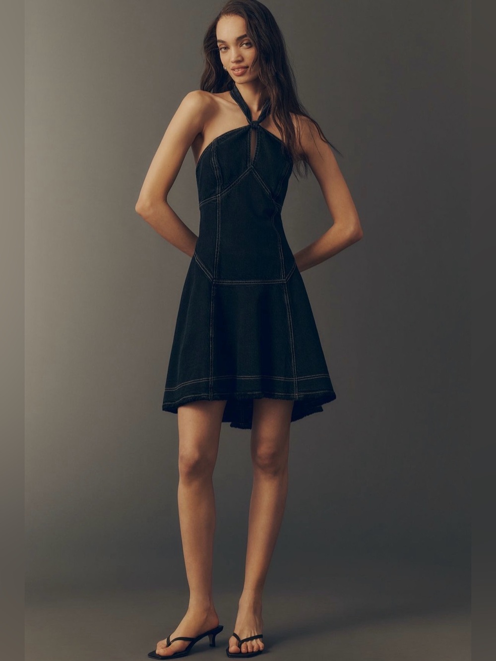 Anthropologie Pilcro Denim Halter Mini Dress